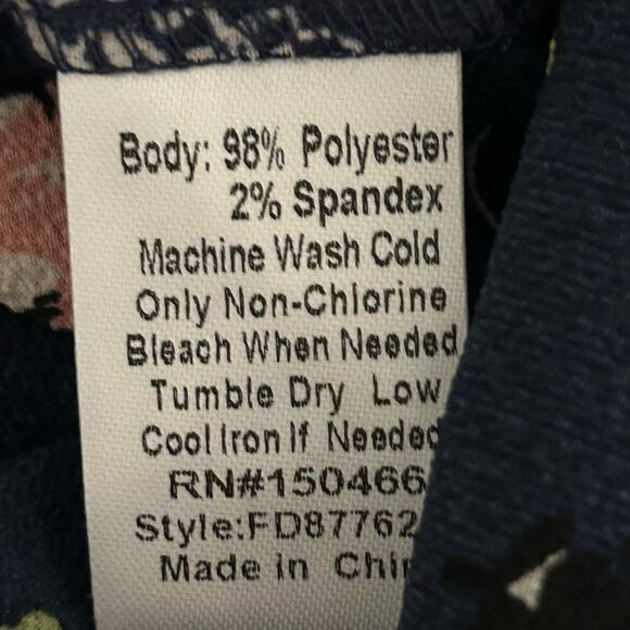 Fun2fun Women's Blouse Navy Floral Split Neck Long Sleeve Top S Small NWOT - Picture 10 of 10